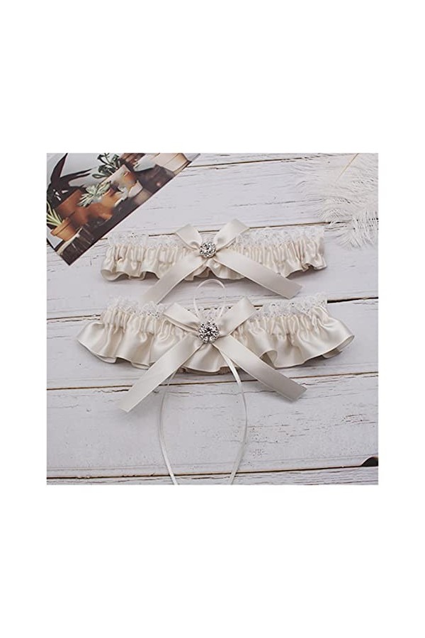 Jarretière de mariée Jarretière de mariage Costume Dentelle Strass Stretch Satin Bow Sexy Jarretière Dames/Cuisse de mariée v