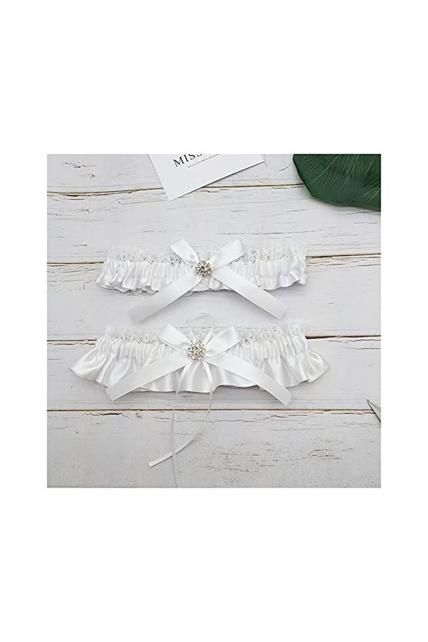 Jarretière de mariée Jarretière de mariage Costume Dentelle Strass Stretch Satin Bow Sexy Jarretière Dames/Cuisse de mariée v