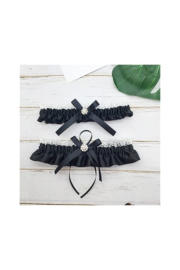 Jarretière de mariée Jarretière de mariage Costume Dentelle Strass Stretch Satin Bow Sexy Jarretière Dames/Cuisse de mariée v