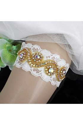 Cadeaux Jarretière personnalisée,Jambes de mariage nuptiales en diamant doré importé avec porte-jarretelles en dentelle exten