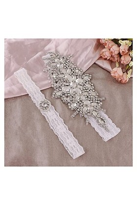 ACiyD Ensemble de jarretière en Dentelle Faite à la Main, Anneau de Cuisse avec Bande de Jambe en Strass, jarretière pour Fem