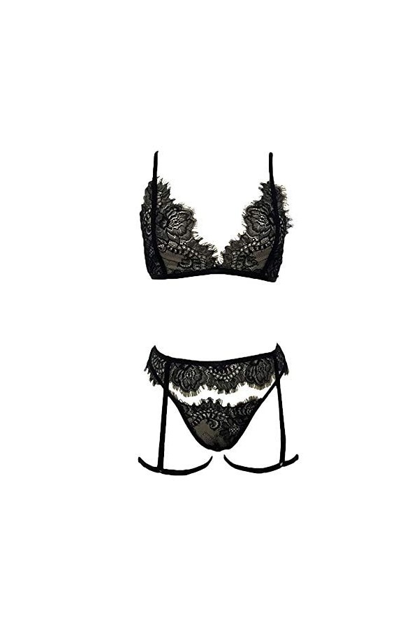 RWRAPS sous-vêtements Sexy pour Femme, Chemises de Nuit, décolleté en V Profond, Soutien-Gorge, Jarretelles, String, vêtement
