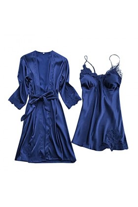 Ensemble de lingerie sexy pour femme - Cami en soie sexy - Vêtements de nuit - Ensemble de sous-vêtements - Pyjama avec robe 