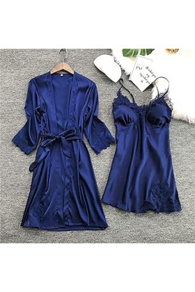 Ensemble de lingerie sexy pour femme - Cami en soie sexy - Vêtements de nuit - Ensemble de sous-vêtements - Pyjama avec robe 