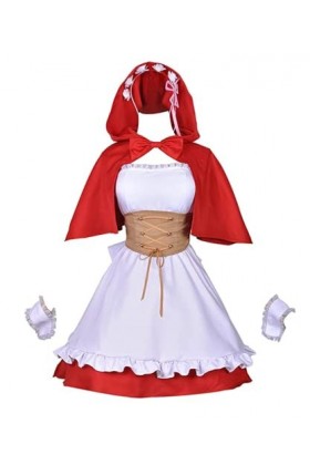 Chuanhua Re:Life in a different world from zero Ram Rem Robe de cosplay Petit chaperon rouge Cosplay pour femme XXL 