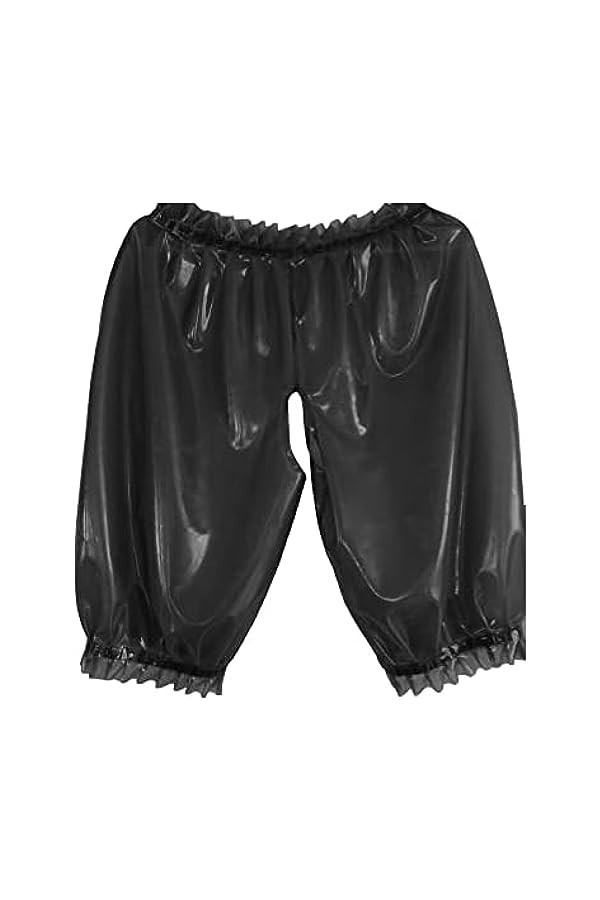IDOBLO Pantalon en Latex Caoutchouc Noir Boxer Sexy Lingerie Fête 0.4mm Fait À La Main Jeu De Rôle Personnalisé,Noir,M