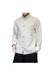 Chemisier à manches longues pour homme - En coton - Broderie Kung Fu - Uniforme de chanfu, Black Shirts, XS