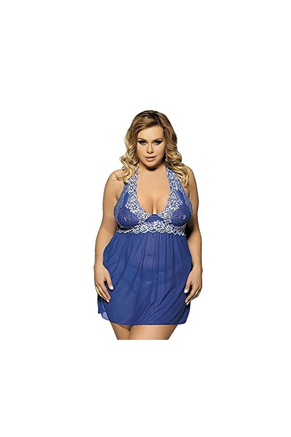 OQHAIR Baby Dolls pour Femmes vêtements Sexy Femmes Nuit Sexe Nuisette Porno Dentelle Rouge Voir à Travers Licou Grande Taill