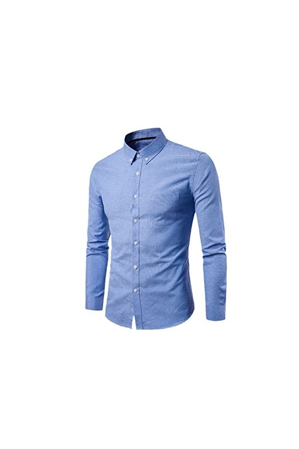 Hommes Oxford Coton Chemise Hommes Printemps décontracté Slim Fit col Montant Hommes Chemises habillées à Manches Longues Sol