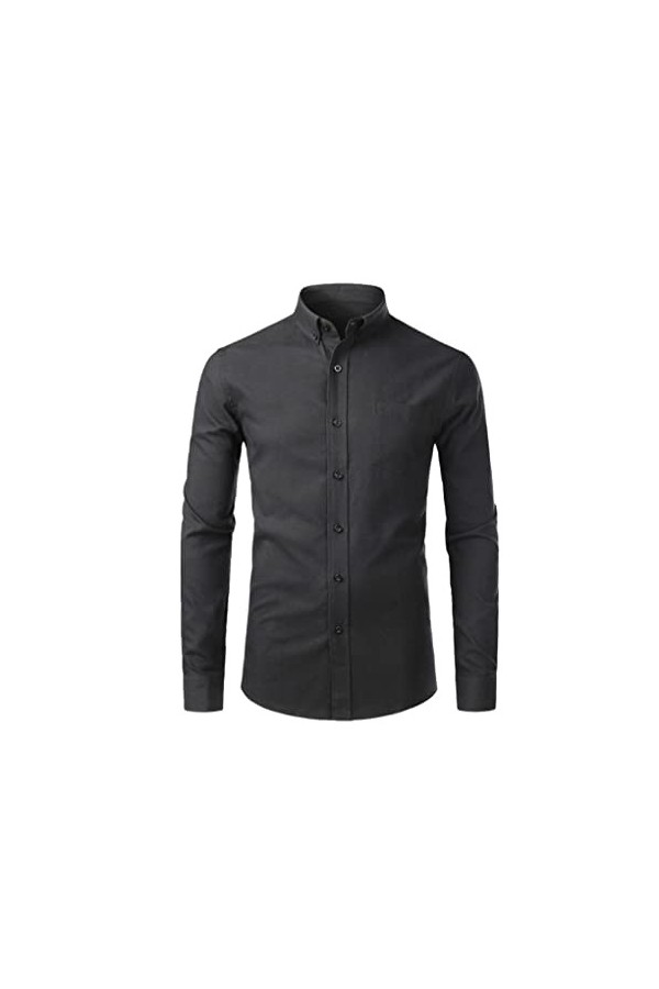 Hommes Oxford Coton Chemise Hommes Printemps décontracté Slim Fit col Montant Hommes Chemises habillées à Manches Longues Sol