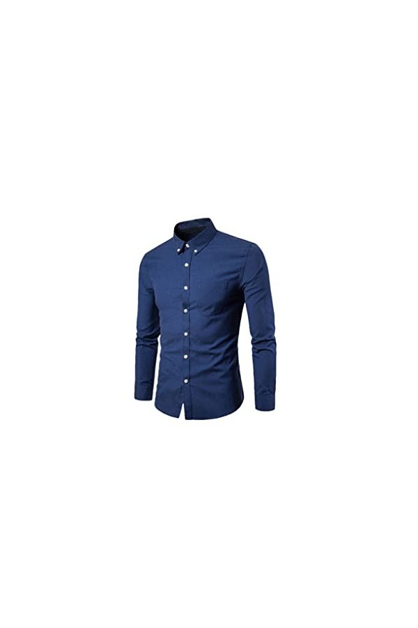 Hommes Oxford Coton Chemise Hommes Printemps décontracté Slim Fit col Montant Hommes Chemises habillées à Manches Longues Sol