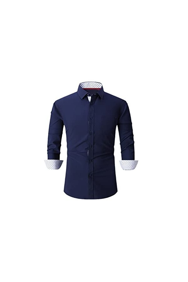 Chemises habillées pour Hommes Patchwork Chemise à Manches Longues pour Hommes Coupe régulière Boutonnée Chemise daffaires F