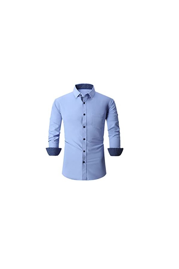 Chemises habillées pour Hommes Patchwork Chemise à Manches Longues pour Hommes Coupe régulière Boutonnée Chemise daffaires F