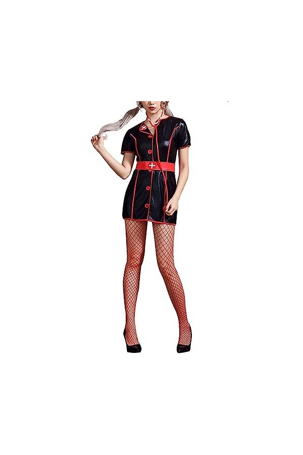 VETCS Costume Dinfirmière Sexy pour Femme Chambre À Coucher Lune de Miel Cosplay Uniforme Comprenant Une Robe, Un Diadème et