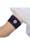 TONZN Accessoires Jarretière de mariée, jambe de mariée en dentelle haute élasticité bleu marine avec porte-jarretelles, acce