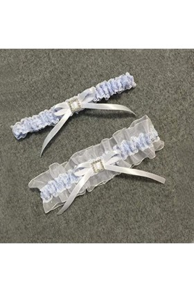 TONZN Porte-jarretelles de mariage, accessoires de mariage - Bleu clair - Taille unique, jarretière florale en dentelle pour 