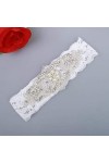 TONZN Jarretière en dentelle en ruban de satin, accessoires de mariage en dentelle pour porte-jarretelles - Blanc - 5 pièces 