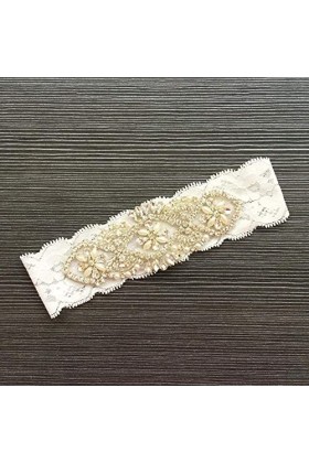 TONZN Jarretière sexy en dentelle élastique avec nœud pour femme, accessoires de mariée, jarretières en dentelle avec strass 