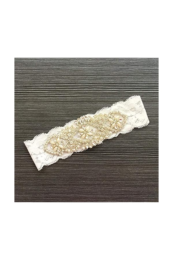 TONZN Jarretière sexy en dentelle élastique avec nœud pour femme, accessoires de mariée, jarretières en dentelle avec strass 