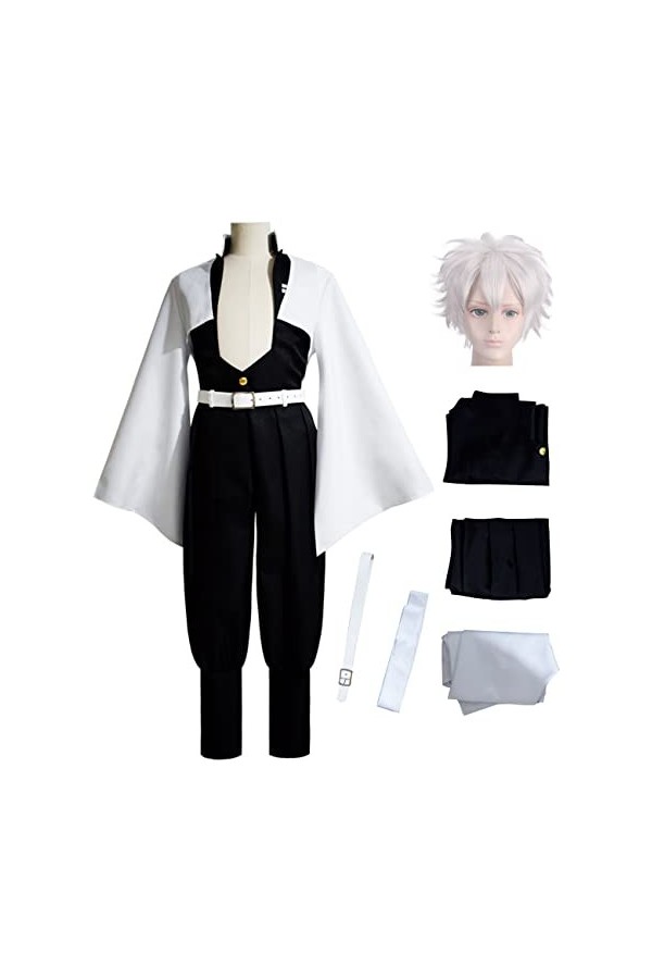 Foanja Sanemi Déguisement Homme Cosplay Demon Slayer Corps Shinazugawa Sanemi Anime Uniforme Complet pour Adulte Halloween Ca
