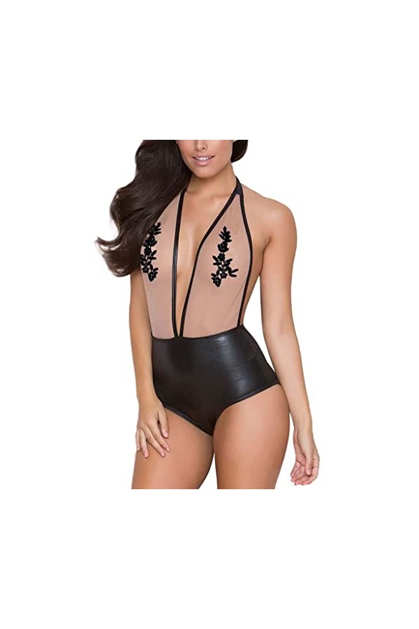 Générique Generic sous-vêtements Sexy pour Femmes Femme Dentelle Fleur Lingerie Sexy Vêtements de Nuit Dos Nu et Bodys Rouge