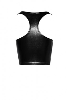 Noir Handmade F275 Snake Wetlook Top avec fermeture éclair, Schwarz, M