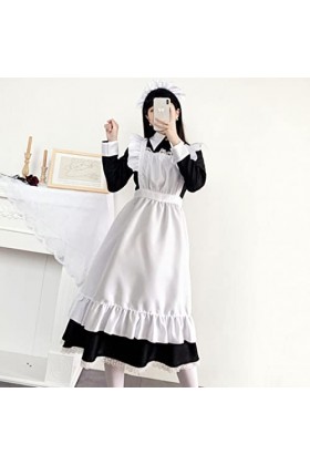 ASRX Unisexe Maid Cosplay Uniforme Halloween Costumes pour Femmes Femme de Chambre Tenue&nbsp;Dentelle Lolita Robe Homme Café Jeu 