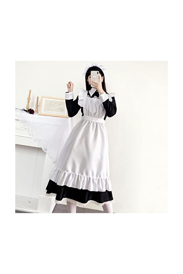 ASRX Unisexe Maid Cosplay Uniforme Halloween Costumes pour Femmes Femme de Chambre Tenue&nbsp;Dentelle Lolita Robe Homme Café Jeu 