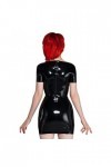Sexy Black Women Latex Rubber Mini Jupe avec Red Edge Gummi 0.4mm Club Wear Personnaliser-Rose