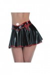Sexy Black Women Latex Rubber Mini Jupe avec Red Edge Gummi 0.4mm Club Wear Personnaliser-Bleu