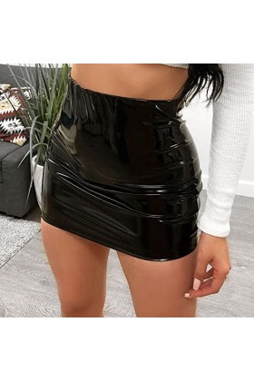 UUKR Jupe En Cuir Pu Pour Femmes, Taille Haute, Crayon, Costume Vintage, Moulante, Paquet de Hanche, Mini Jupes Sexy, Vêtemen
