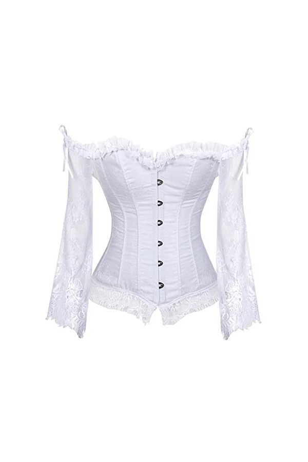TTCI-RR Bustiers Corsets - Corset sexy à manches longues pour femme - Corset sexy en dentelle - Tailles S-2XL - Couleur : noi