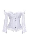 TTCI-RR Bustiers Corsets - Corset sexy à manches longues pour femme - Corset sexy en dentelle - Tailles S-2XL - Couleur : noi