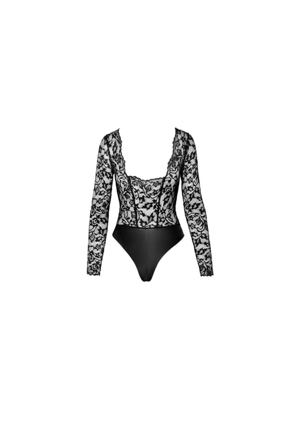Noir Handmade Body en dentelle effet mouillé F296, Noir , XXXL