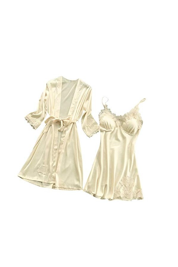 Ensemble de lingerie sexy pour femme - Cami en soie sexy - Vêtements de nuit - Ensemble de sous-vêtements - Pyjama avec robe 