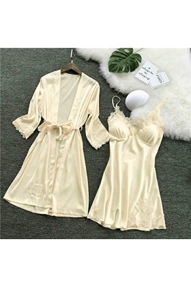 Ensemble de lingerie sexy pour femme - Cami en soie sexy - Vêtements de nuit - Ensemble de sous-vêtements - Pyjama avec robe 