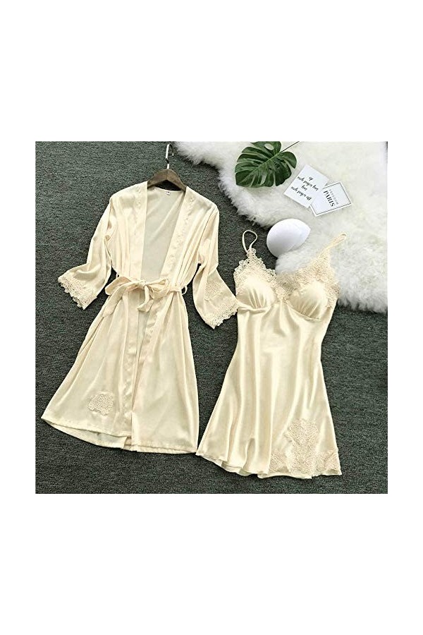 Ensemble de lingerie sexy pour femme - Cami en soie sexy - Vêtements de nuit - Ensemble de sous-vêtements - Pyjama avec robe 