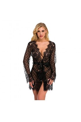 PANPANY Teddy Sexy avec Culotte Vêtements De Nuit en Dentelle Femmes V Deep Lingerie Lingerie pour Homme Purple, XL 