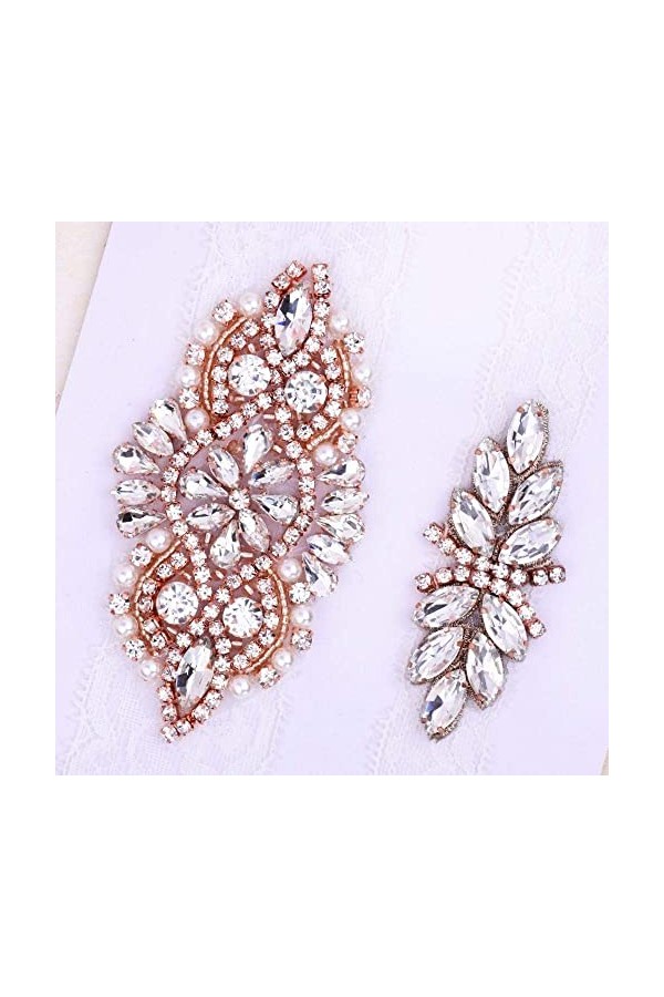 TONZN Ensemble porte-jarretelles en dentelle, accessoires de mariage en dentelle diamant faits à la main, jarretières blanche