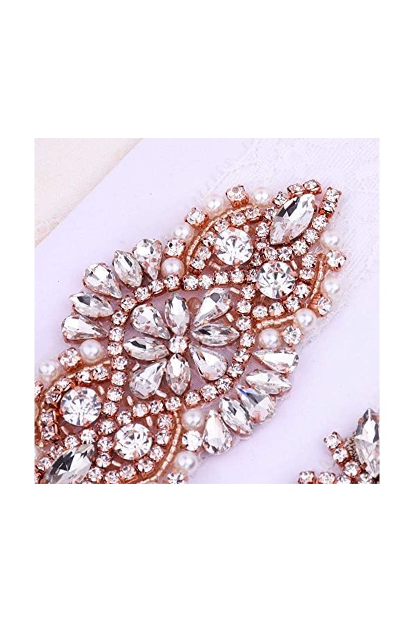 TONZN Ensemble porte-jarretelles en dentelle, accessoires de mariage en dentelle diamant faits à la main, jarretières blanche