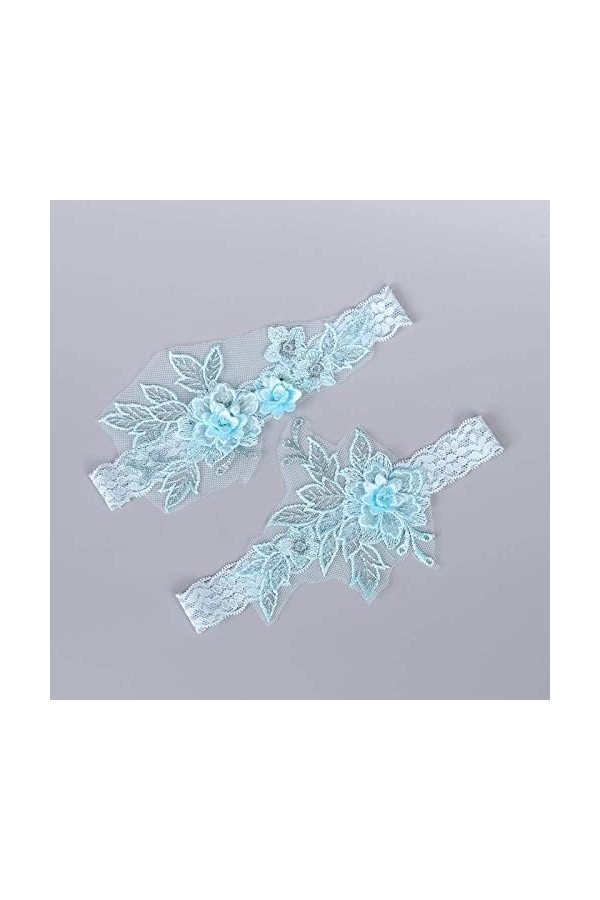 TONZN Jarretière de mariage en dentelle - Bleu ciel - Taille unique