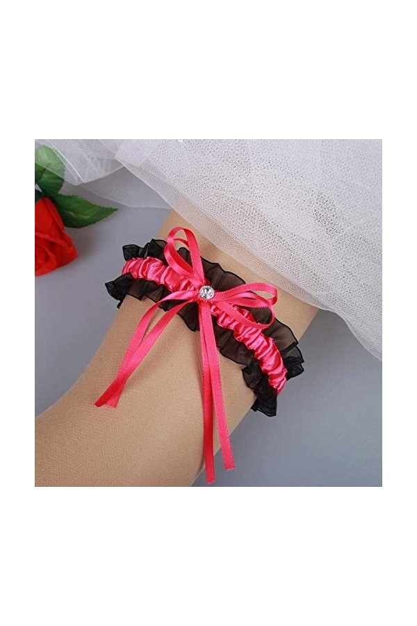 TONZN Accessoires de mariage pour jarretières de mariée, accessoires de mariage en dentelle extensible porte-jarretelles - Ro