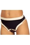 Latex Caoutchouc Mesdames Sexy Triangle Shorts Piscine Plage Lingerie Fête,Noir + Blanc,Moyen