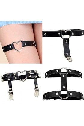 GOOFFY WXYNHHD Femmes Sexy Élasticité Harnais Coeur Jambe Chaîne Jarretelles Cosplay Élastique Cuisse Anneau Jarretière Jarre