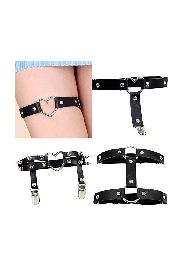 GOOFFY WXYNHHD Femmes Sexy Élasticité Harnais Coeur Jambe Chaîne Jarretelles Cosplay Élastique Cuisse Anneau Jarretière Jarre