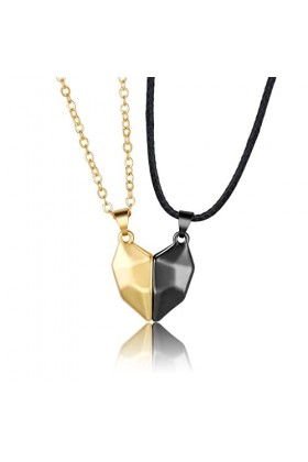 ZAAHH Colliers Personnalité, Assortis, 2Pcs Love Heart Mutual Attraction Pendentif for Couples Hommes Mowen Girlfriend Lovers