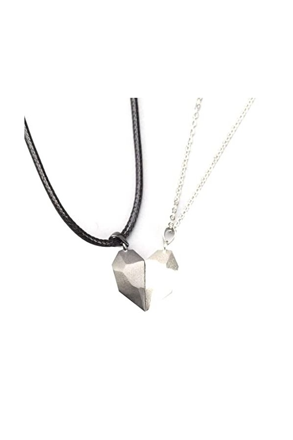 ZAAHH Colliers Personnalité, Assortis, 2Pcs Love Heart Mutual Attraction Pendentif for Couples Hommes Mowen Girlfriend Lovers