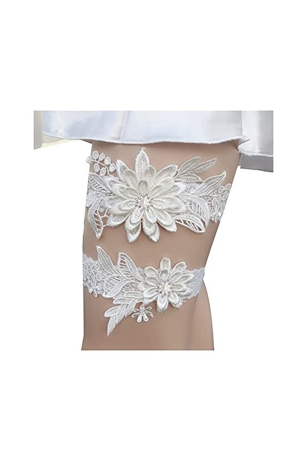 ACiyD Jarretelles Et Bretelles en Dentelle pour Femmes, Jarretière De Mariage pour Les Mariées Couleur: Beige Beige Rose