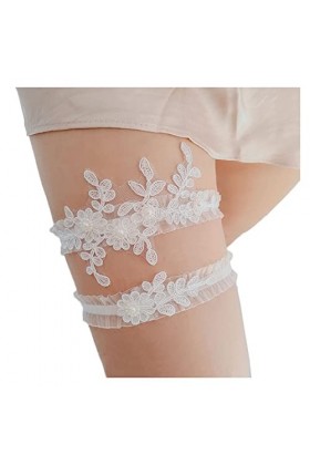 ACiyD Mariage Jarretière de mariée Satin Bow Strass Jarretière Sexy Dentelle Jarretière Cuisse verrouiller Couleur : Orange,