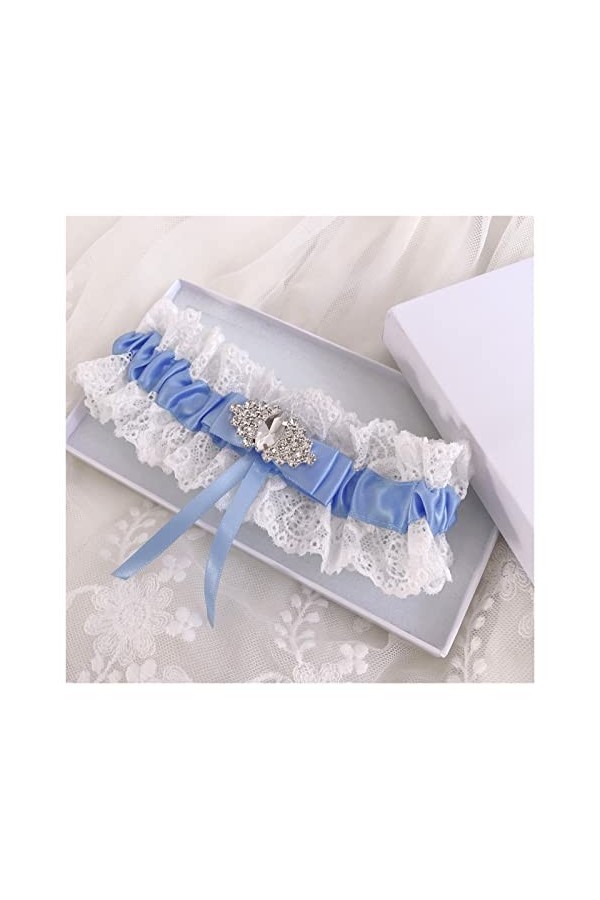 ACiyD Mariage Jarretière de mariée Satin Bow Strass Jarretière Sexy Dentelle Jarretière Cuisse verrouiller Couleur : Orange,